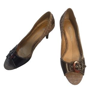 Etienne Aigner Peep Toe Brown Heels Pumps Size 6.5